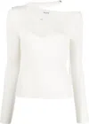 Julfer Kylie Cut-out Ribbed-knit Top In White