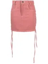 Julfer Woman Denim Skirt Pastel Pink Size 6 Cotton In Pink
