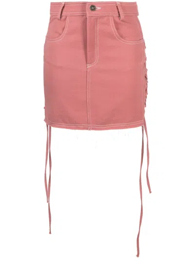 JULFER LACE-UP DENIM MINISKIRT