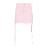 Julfer Woman Denim Skirt Pink Size 6 Cotton In Pink & Purple