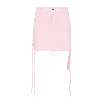 Julfer Woman Denim Skirt Pink Size 6 Cotton