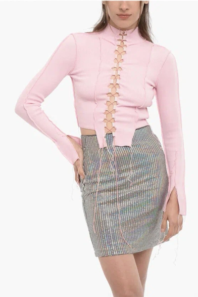 Julfer Woman Top Pink Size 6 Cotton