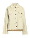 Julfer Woman Denim Outerwear Beige Size 6 Cotton