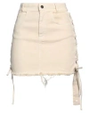 Julfer Woman Denim Skirt Beige Size 4 Cotton