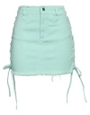 Julfer Woman Denim Skirt Light Green Size 4 Cotton