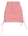 Julfer Woman Denim Skirt Pastel Pink Size 6 Cotton