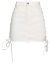 Julfer Lace-up Denim Miniskirt In Beige