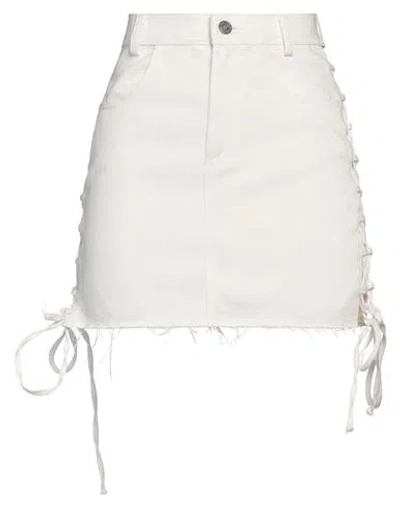 Julfer Woman Denim Skirt White Size 6 Cotton