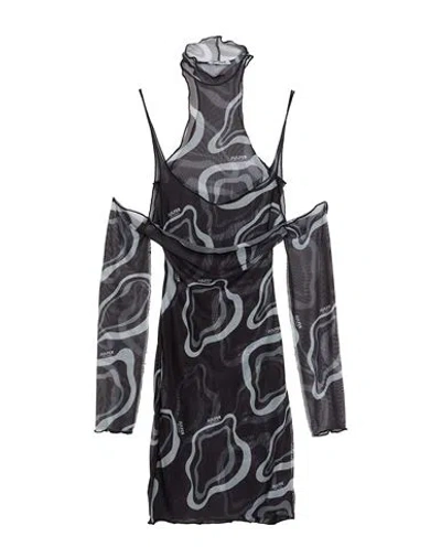 JULFER JULFER WOMAN MINI DRESS CHARCOAL SIZE 4 POLYESTER, ELASTANE