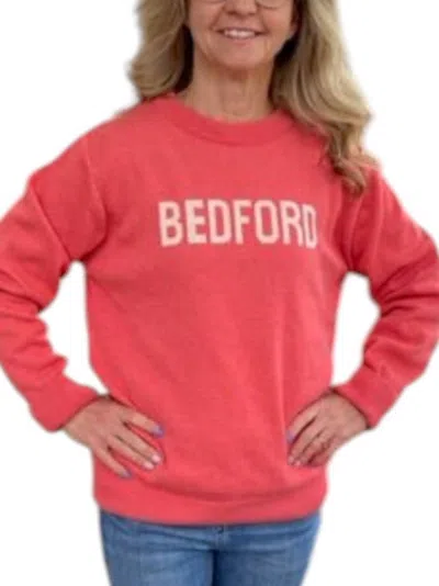 Juli Bedford Classic Crewneck Sweater In Coral In Red