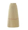 Julia Allert Women's Blue / Neutrals Designer Ankle Length A-line Printed Skirt Beige In Beige