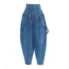 Julia Allert Blue Baggy Wide Leg Cargo Jeans In Blue
