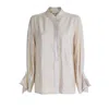Julia Allert Women's Chic Blouse With Decorative Cuffs Gold Foil