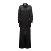 Julia Allert Chic Satin Shirt And Pants Two-piece Set Black In Black