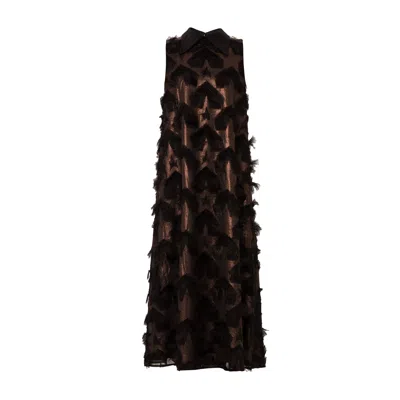 Julia Allert Evening Gown A-line Maxi Dress With Stars In Gold/black