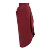Julia Allert Women's Designer Soft Faux Leather Asymmetrical Midi Skirt Red In Red