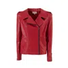 Julia Allert Women's Faux Leather Jacket With Shoulder Pads Red In Red
