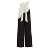 Julia Allert Women's Black / White High-waisted Two-tone Flare Trousers Black