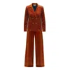 Julia Allert Orange Retro Co-ord Set – Jacket & Wide-leg Trousers Rust Velvet In Orange