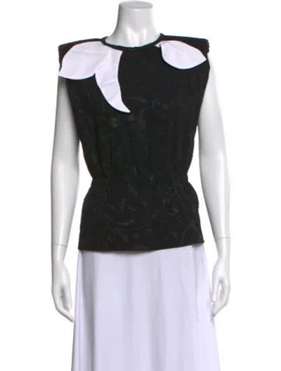 Pre-owned Julia Allert Patterned Crew Neck Top W/ Tags In Black