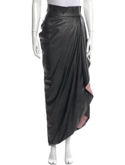 Pre-owned Julia Allert Pleated Accents Long Skirt In Black