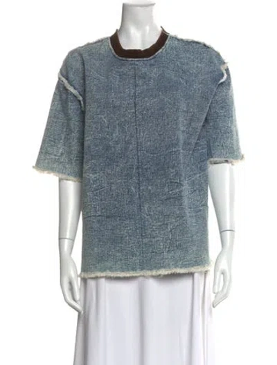 Pre-owned Julia Allert Printed Crew Neck Top W/ Tags In Blue