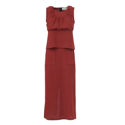 Julia Allert Red Summer Crinkled Sleeveless Top & Long Skirt Two-piece Set - Terracotta