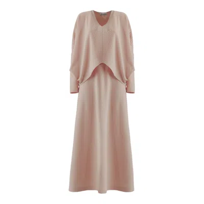 Julia Allert Rose Gold Stylish Fall Fashion Blouse And Skirt Set Powdery