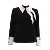 Julia Allert Women's Semi-formal Blouse With Contrasting Details Black In Black