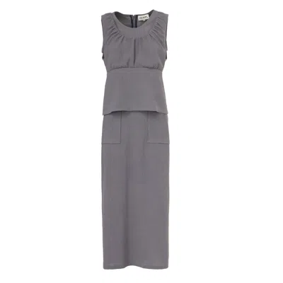 Julia Allert Summer Crinkled Sleeveless Top & Long Skirt Two-piece Set – Grey In White