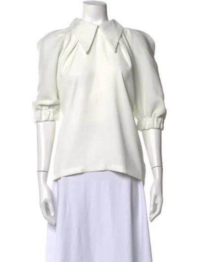 Pre-owned Julia Allert Three-quarter Sleeve Blouse In White