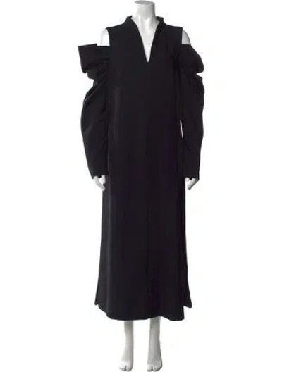 Pre-owned Julia Allert V-neck Long Dress In Black