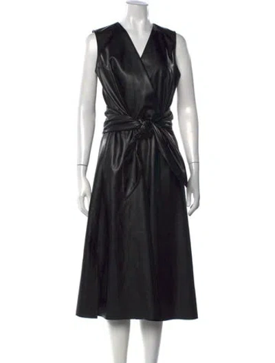 Pre-owned Julia Allert V-neck Midi Length Dress In Black