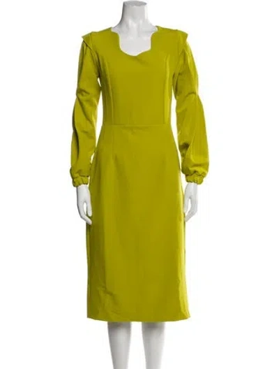 Pre-owned Julia Allert V-neck Midi Length Dress W/ Tags In Green