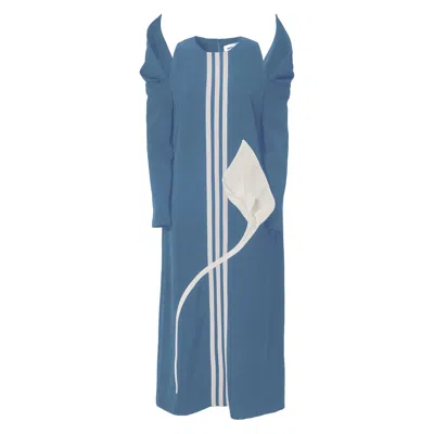 Julia Allert Women's A-line Midi Dress With Calla Flower Light Blue