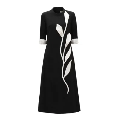Julia Allert Women's Art-inspired Semi-fitted Three-quarter Sleeves Dress - Black
