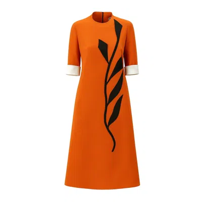 Julia Allert Women's Art-inspired Semi-fitted Three-quarter Sleeves Dress - Orange