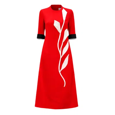 Julia Allert Women's Art-inspired Semi-fitted Three-quarter Sleeves Dress - Red