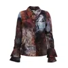 Julia Allert Women's Artistic Design Long-sleeve Shirt Abstract Print Brown In Brown
