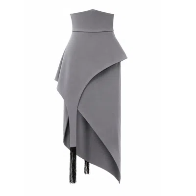 Julia Allert Women's Asymmetric Draped Fringe Skirt - Grey In Gray