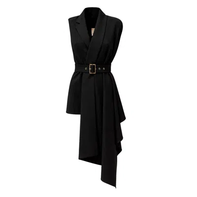 Julia Allert Women's Asymmetrical Sleeveless Blazer — Black