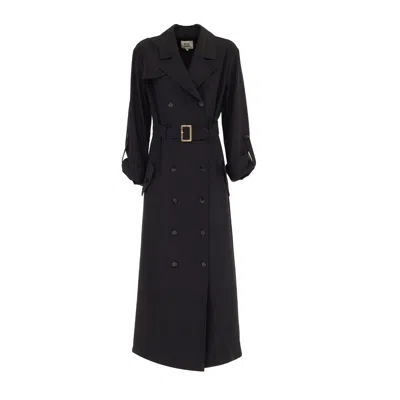 Julia Allert Women's Belted Double-breasted Trench Dress Black