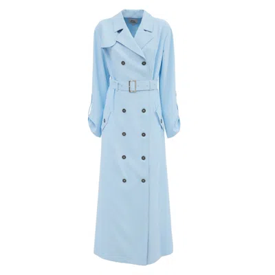 Julia Allert Women's Belted Double-breasted Trench Dress Light Blue