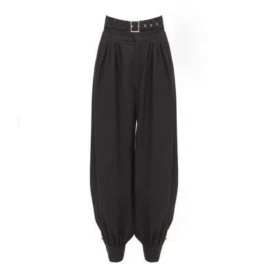Julia Allert Women's Belted High-waist Balloon-leg Pants - Black