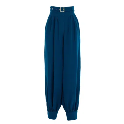 Julia Allert Women's Belted High-waist Balloon-leg Pants - Blue