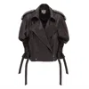 Julia Allert Women's Black Croc-effect Faux Leather Oversized Jacket –  Dark Brown In Black