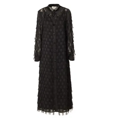 Julia Allert Women's Black Elegant Slip Dress With Sheer Cape