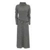 Julia Allert Women's Black / Grey Rib Knit Suit Asymmetric Blouse & Basic Skirt Striped Lurex In Black/grey