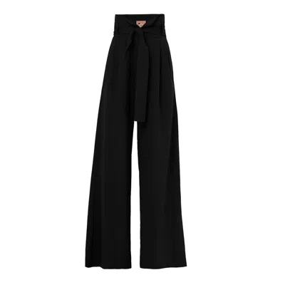 Julia Allert Women's Black High Waist Long Wide Leg Trousers