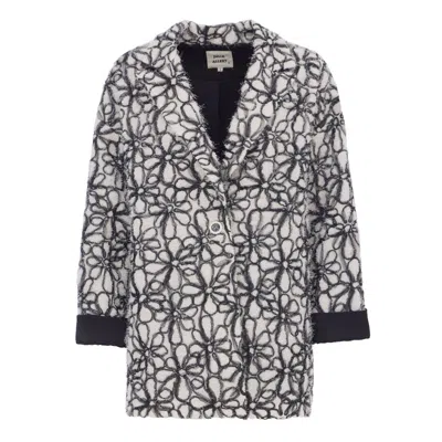 Julia Allert Women's Black / Neutrals Ivory Abstract Textured Jacket With Satin Lining